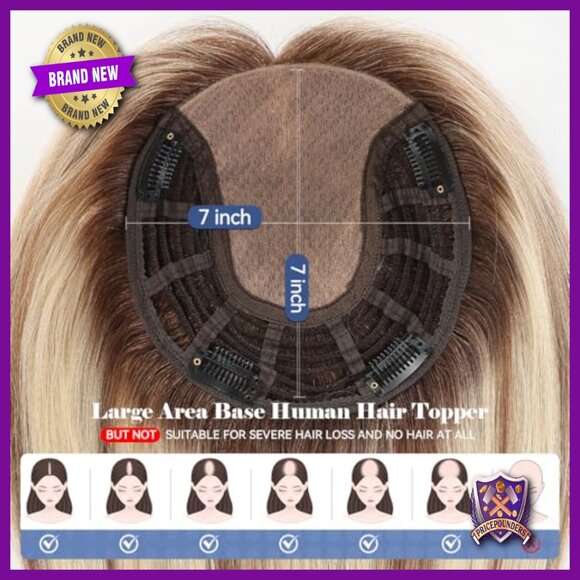 7x7 Human Hair Topper with Bangs for Thinning Hair Large Coverage main image 4